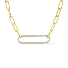 American Jewelry 14k Yellow Gold .29ctw Diamond Paperclip Link Necklace (18")