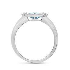 American Jewelry 14k White Gold .78ct Oval Blue Topaz & .04ctw Diamond East to West Ladies Ring (Size 7)