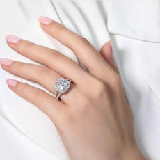 American Jewelry Lafonn 3.82cttw Cushion Cut Halo Split Shank Engagement Ring (Size 7)