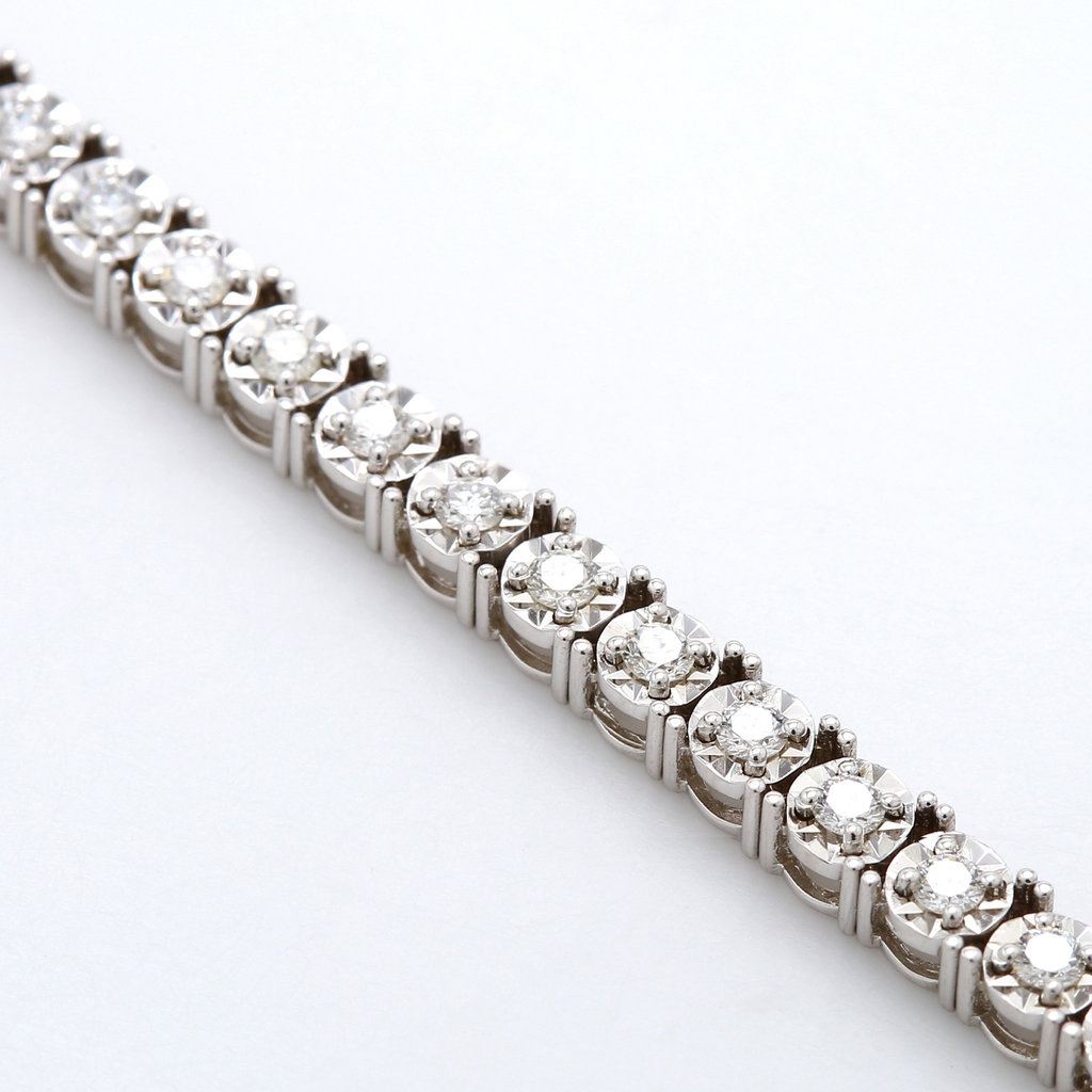 American Jewelry 14k White Gold 1.80ctw Round Brilliant Diamond Tennis Bracelet