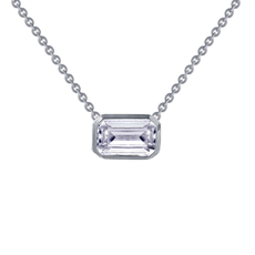 American Jewelry Lafonn 1.99cttw Emerald Cut Bezel Pendant (18" Adjustable)