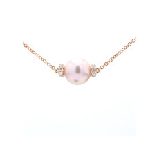 American Jewelry 14k Rose Gold Pearl & .14ctw Diamond Necklace