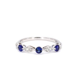 American Jewelry 14k White Gold .42ctw Blue Sapphire & .14ctw Diamond Stackable Ladies Band (Size 7)