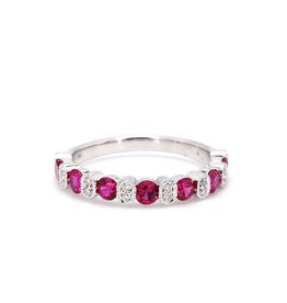 American Jewelry 14k White Gold .99ctw Ruby & .13ctw Diamond Stackable Ladies Band (Size 7)