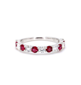 American Jewelry 14k White Gold .81ctw Ruby & .77ctw Diamond Stackable Ladies Band (Size 6.75)