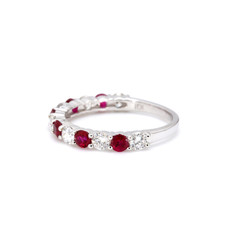 American Jewelry 14k White Gold .81ctw Ruby & .77ctw Diamond Stackable Ladies Band (Size 6.75)
