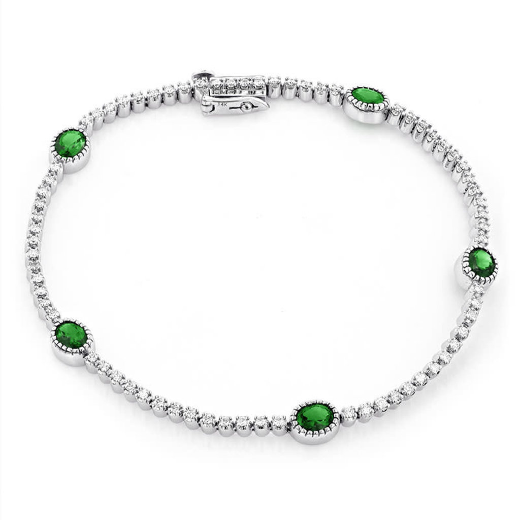 American Jewelry 14k White Gold 1.62ctw Emerald & .75ctw Diamond Ladies Bracelet