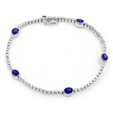 American Jewelry 14k White Gold 2.1ctw Blue Sapphire & .78ctw Diamond Ladies Bracelet
