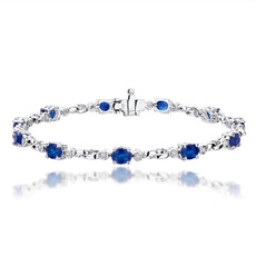 American Jewelry 14k White Gold 5.08ctw Blue Sapphire & .31ctw Diamond Ladies Bracelet