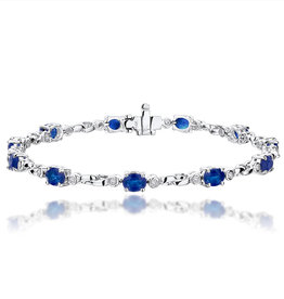 American Jewelry 14k White Gold 5.08ctw Blue Sapphire & .31ctw Diamond Ladies Bracelet