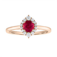 American Jewelry 14k Rose Gold .57ct Ruby & .17ctw Diamond Ladies Ring (Size 7)