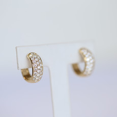 American Jewelry 14K Yellow Gold 1.50ctw Diamond Triple Row Huggie Hoop Earrings