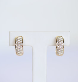American Jewelry 14K Yellow Gold 1.50ctw Diamond Triple Row Huggie Hoop Earrings