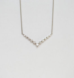 American Jewelry 14K White Gold .59ctw Diamond V Necklace 16"