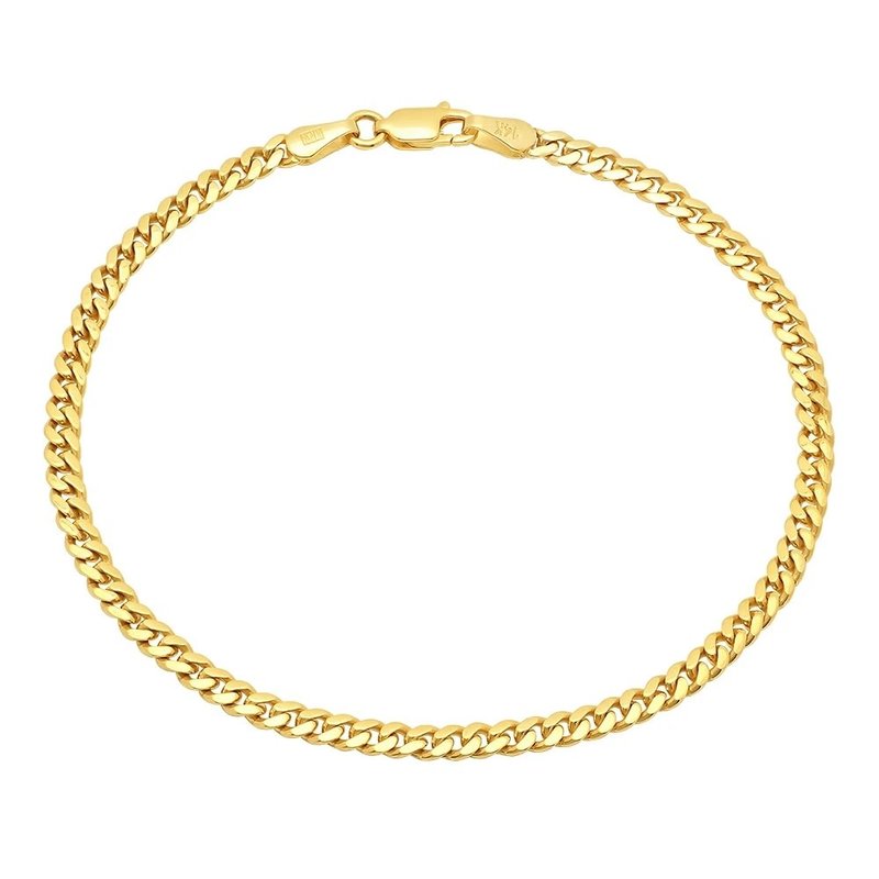 American Jewelry 14k Yellow Gold 8" 4mm Cuban Link Bracelet