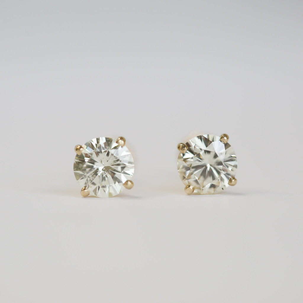 American Jewelry 14K Yellow Gold 2.06ctw Diamond Stud Earrings O-P SI2-I1