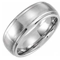 American Jewelry Cobalt 8mm Beveled Men's Wedding Band (Size 10)