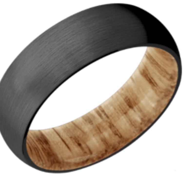 American Jewelry Black Ceramic 7mm Men's Wedding Band with Oak Sleeve (Size 8.5)