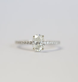 American Jewelry 14K White Gold .27ctw (CZ Center) Diamond Hidden Halo Engagement Ring (Size 6.5)
