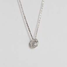American Jewelry 18K White Gold .25ctw Diamond Halo Necklace (18")