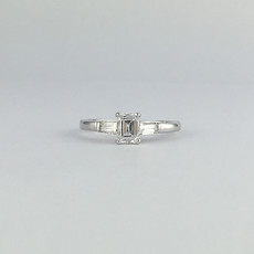 American Jewelry 14k White Gold .87ctw (.57ct G/SI1 Emerald Cut) Diamond Engagement Ring (Size 6)