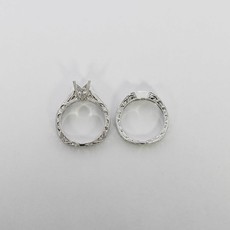 American Jewelry 14k White Gold .44ctw Round Brilliant Diamond Semi Mount Engagement Wedding Set (Size 5.5)