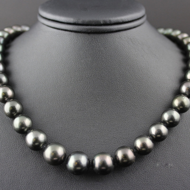 14k White Gold Tahitian Pearl 8.1-11.5mm Necklace 18"