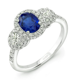 American Jewelry 18k White Gold .90ct Diamond & 1.03ctw Sapphire Ring