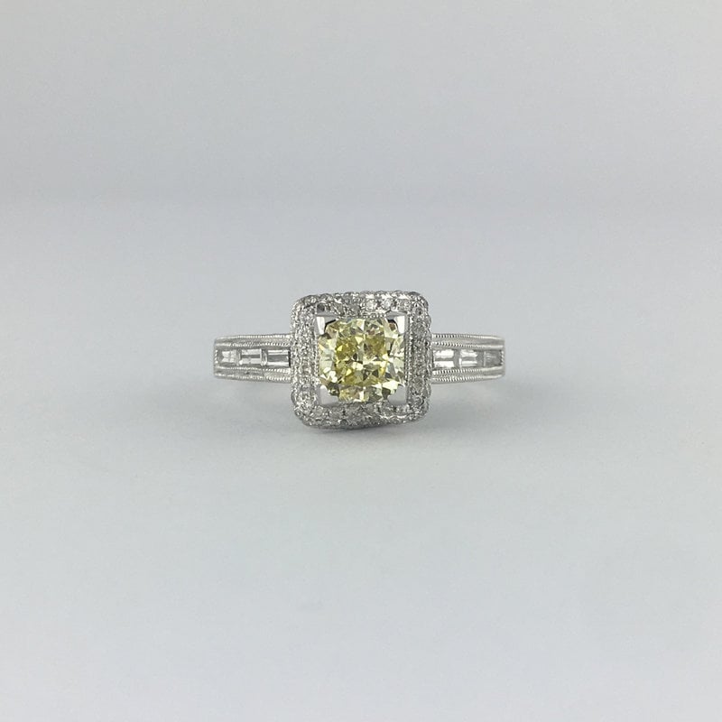 American Jewelry 14k White Gold .92ct Natural Yellow 1.67ctw Diamond Engagement Ring