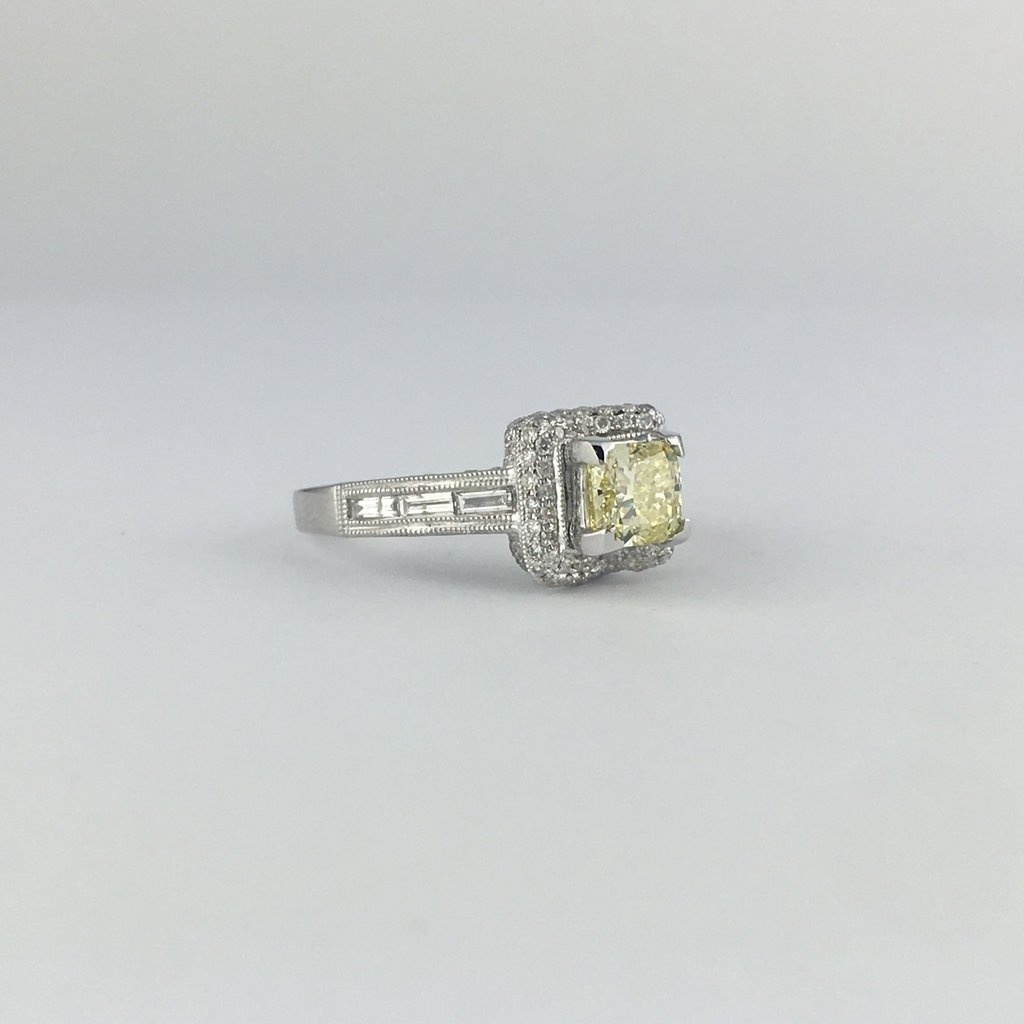 American Jewelry 14k White Gold .92ct Natural Yellow 1.67ctw Diamond Engagement Ring