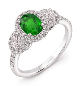 American Jewelry 18k White Gold 0.90ct Diamond &  0.90ct Emerald Ring