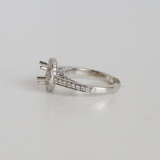 American Jewelry 18k White Gold .50ctw Romance Diamond Round Double Edge Halo Semi Mount Engagement Ring