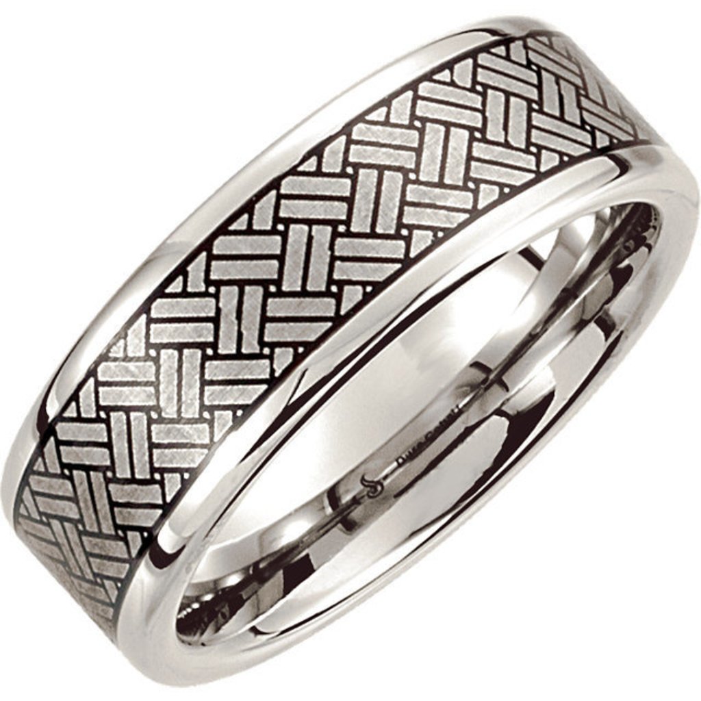 American Jewelry Cobalt COR128 Laser Design Wedding Ring