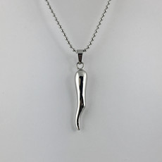 Chisel Stainless Steel Polished Italian Horn Necklace 22"