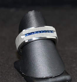 Lashbrook Cobalt Chrome .50ctw AAA Ceylon Sapphire Mens Wedding Band (Size 10)