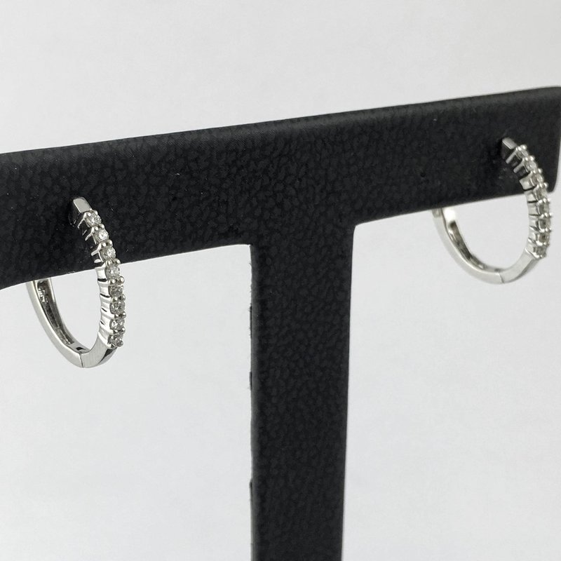 14k White Gold 1/4ct Diamond Hoop 15mm Earrings