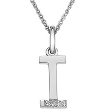 American Jewelry Sterling Silver Hot Diamonds I Initial Necklace