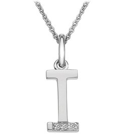 American Jewelry Sterling Silver Hot Diamonds I Initial Necklace