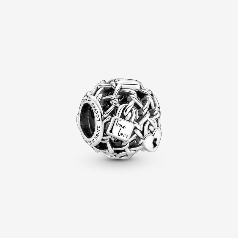 Pandora PANDORA Charm, Openwork Chain Link Padlock