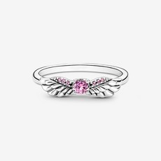 Pandora PANDORA Ring, Sparkling Angel Wings, Pink Crystals - Size 50