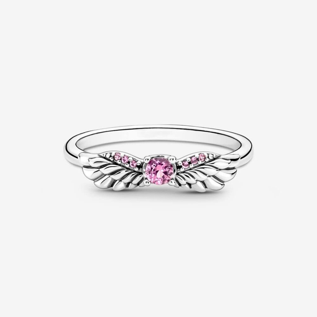 Pandora PANDORA Ring, Sparkling Angel Wings, Pink Crystals - Size 52