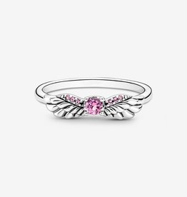 Pandora PANDORA Ring, Sparkling Angel Wings, Pink Crystals - Size 52