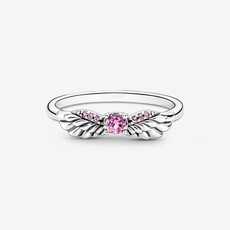 Pandora PANDORA Ring, Sparkling Angel Wings, Pink Crystals - Size 54