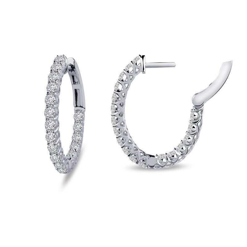 Lafonn Lafonn 1.8ctw Simulated Diamond Inside Out Oval Hoop Earrings