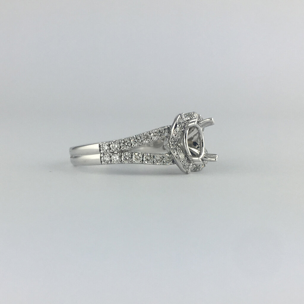 American Jewelry 14k White Gold 3/4ctw Diamond Halo Split Shank Semi Mount Engagement Ring