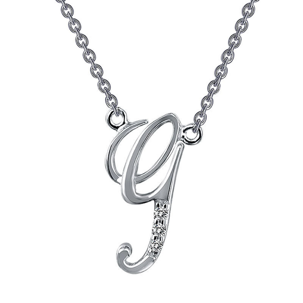 Lafonn Lafonn .03ctw Sterling Silver Simulated Diamond 'G' Initial Necklace (18")