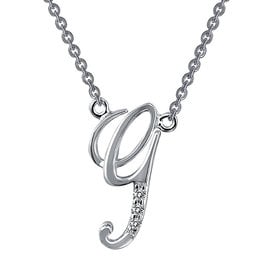 Lafonn Lafonn .03ctw Sterling Silver Simulated Diamond 'G' Initial Necklace (18")