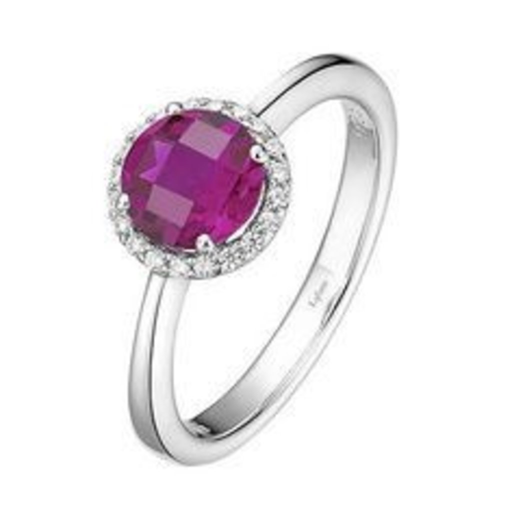 Lafonn Lafonn 1.05ctw July Birthstone Ring, Lab Ruby & Simulated Diamonds, Sterling Silver