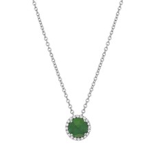 Lafonn Lafonn 1.05ctw May Birthstone Pendant, Simulated Emerald & Diamonds, Sterling Silver (18")