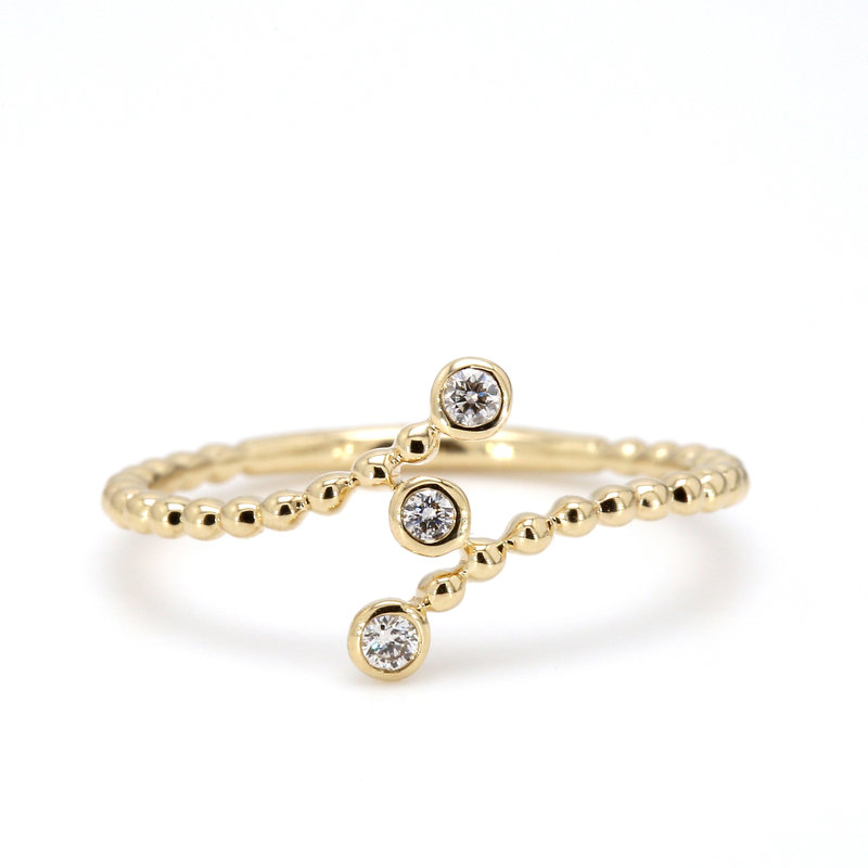 American Jewelry 14k Yellow Gold .08ctw Diamond Bypass Ladies Ring (Size 7)